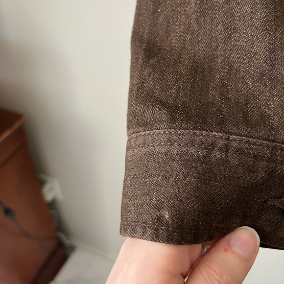 Lauren Ralph Jeans Co Brown Corduroy Collar Denim Jean Jacket Womens Size L - Picture 14 of 16